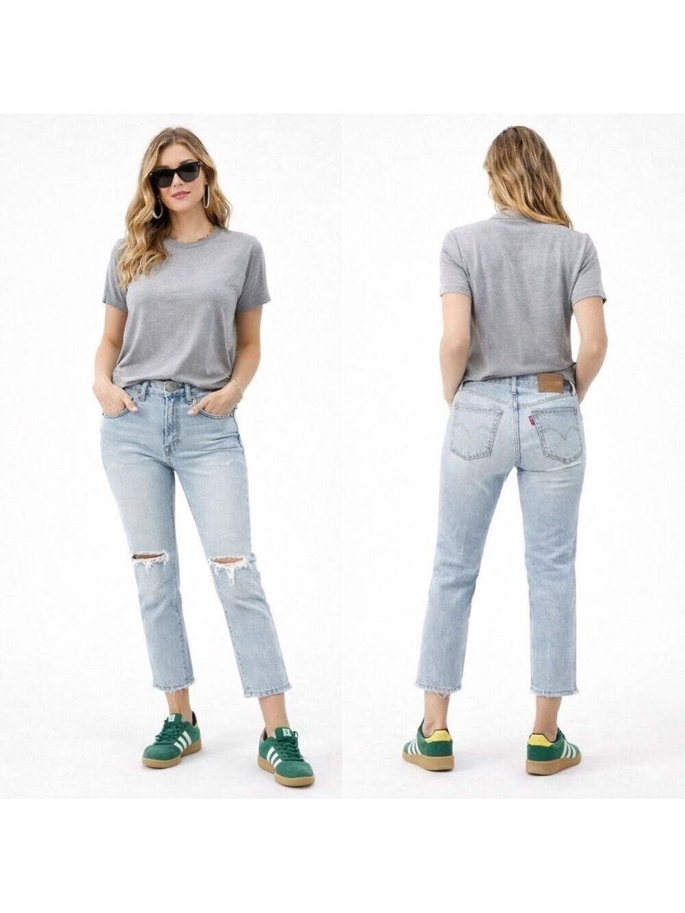 LEVIS 501 Skinny Jeans High Rise Cropped Raw Hem Distressed Size 28 - Picture 15 of 15